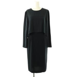 DF STUDIO シルク レイヤード調 ワンピース ミディ丈 ひざ丈 2 ネイビー /DF OS