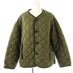 キルトダウンパフスリーブジャケット ノーカラー 総裏地 12 カーキ /DO OS