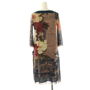 VIVIENNE TAM フラワー柄パワーネットワンピース 膝丈 七分袖 0 マルチカラー /DO OS