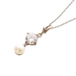 ジルコニア パール ネックレス ペンダント SILVER925 シルバー /SR27