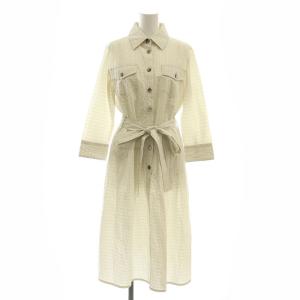 シャツワンピース 長袖 ロング リネン混 13 ベージュ /NR OS