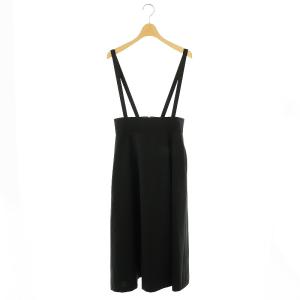 24AW ウールトロピカル フレアスカート サスペンダー付き 36 ブラック /ES OS