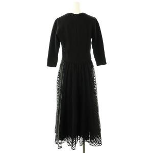 BORDERS at BALCONY POLKA DOT MIDI DRESS ドットワンピース 長袖 ロング 36 S 黒 ブラック /SY