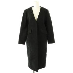 カシミヤ混ウールノーカラーコート ロング 36 S グレー /SY OS