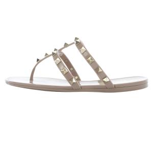 VALENTINO GARAVANI ロックスタッズラバー サンダル トング 36 ベージュ /SR6