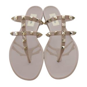VALENTINO GARAVANI ロックスタッズラバー サンダル トング 36 ベージュ /SR6
