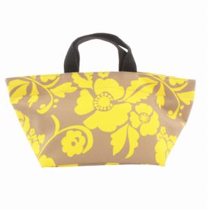 901F ナイロン舟型トートS ハンドバッグ トート 花柄 黄 イエロー グレージュ /GV