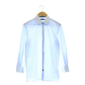 コットン モノグラム刺繍 シャツ 38/15 ライトブルー