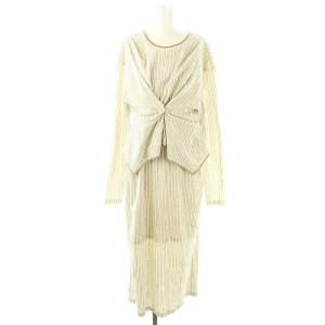 COTTON CREPE TUCK ONE PIECE ワンピース ストライプ ロング 長袖 2 オフホワイト