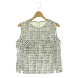 ノースリーブブラウス ツイード プルオーバー ポケット 38 ネイビー /MY OS