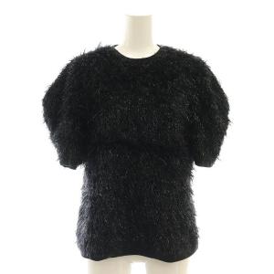 モヘヤウールナイロンショートスリーブブラウス 36 ブラック