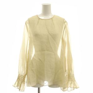 コットンシルクシアーブラウス 長袖 プルオーバー 36 イエローベージュ /DO OS