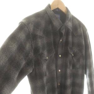 PENDLETON ウエスタンシャツ ネルシャツ 長袖 M グレー ブラック /ES OS