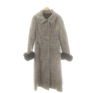 ツイード コート ステンカラー ウール 黒 ベージュ /MI OS
