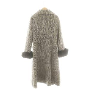 STRAWBERRY-FIELDS ツイード コート ステンカラー ウール 黒 ベージュ /MI OS