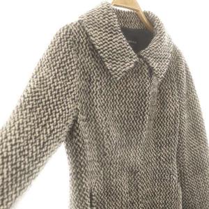 STRAWBERRY-FIELDS ツイード コート ステンカラー ウール 黒 ベージュ /MI OS