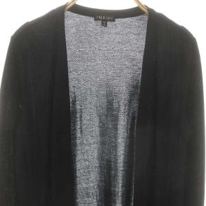 INDIVI とろみジャージカーディガン 長袖 薄手 黒 /NR OS