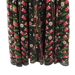 GRACE CONTINENTAL 23SS フラワーパターンプリントスカート フレア ロング 36 ブラック マルチカラー /DF OS