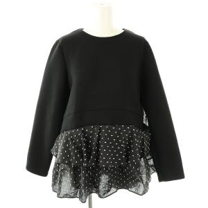 25SS ハナビラペプラムボンディングプルオーバー カットソー 長袖 F ブラック ホワイト /ES OS