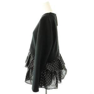 SONO 25SS ハナビラペプラムボンディングプルオーバー カットソー 長袖 F ブラック ホワイト /ES OS