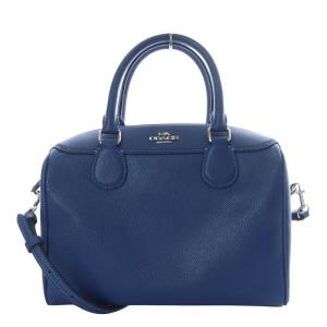 ミニボストンバッグ ハンドバッグ ショルダーバッグ 斜め掛け レザー ブルー F32202 /YO11