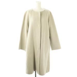 カシミヤ混2TONEリバーノーカラーコート ロング 38 グレー /AT OS