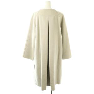 ADORE カシミヤ混2TONEリバーノーカラーコート ロング 38 グレー /AT OS