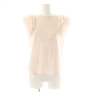 袖チュールTシャツ カットソー ノースリーブ フリル 36 ライトピンク /DO OS