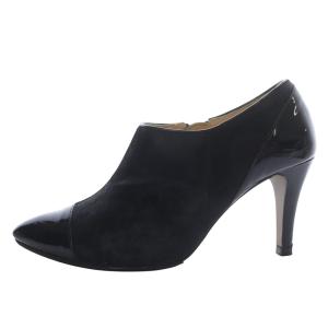 コレクション ブーティ ブーツ ショート ハイヒール 切替 ハラコ エナメルレザー 24.5cm ブラック