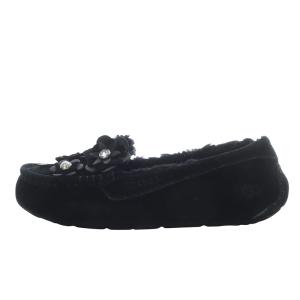 UGG australia アシュリーフラワー モカシンシューズ スリッポン スエード US7 ブラック 1019729 /YO16