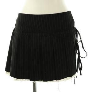 Pleats Wrap Mini Skirt プリーツラップミニスカート ストライプ F ブラック /DF