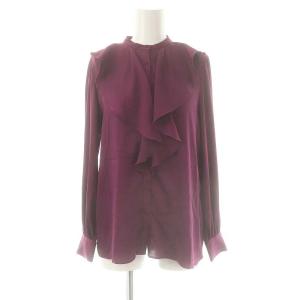 サテンアムンゼンフリルブラウス シャツ 長袖 36 紫 パープル /ES OS