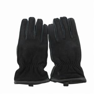 POLO RALPH LAUREN レザーグローブ 手袋 スエード切替 ポニー刺繍 ロゴ 黒 ブラック /FF