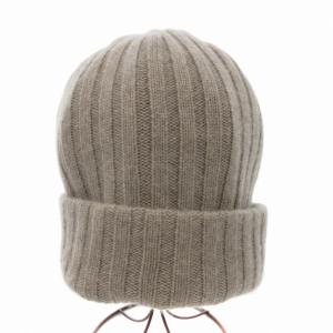 帽子 ニット帽 ビーニー リブ カシミヤ F グレー /JS
