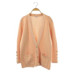 カシミヤ 金ボタン カーディガン ニット Vネック 40 オレンジ /DF OS