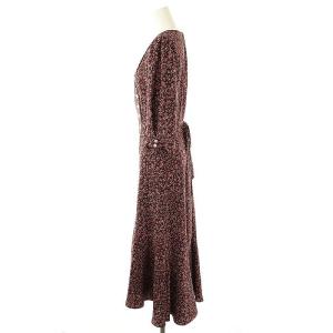 Apuweiser-riche カシュクール小花プリントワンピース 七分袖 ロング Vネック 2 ボルドー 20361850 /NR OS