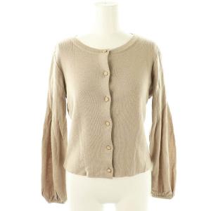 ベーシック ウール クルーネック カーディガン ニット 長袖 36 ベージュ /AT OS