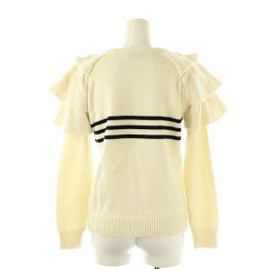 OBLI フリルハートニット セーター プルオーバー ウール アイボリー ブラック /CX OS