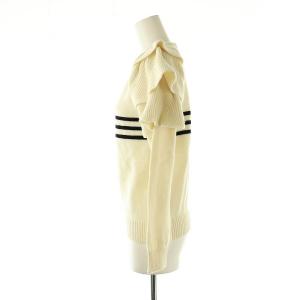 OBLI フリルハートニット セーター プルオーバー ウール アイボリー ブラック /CX OS