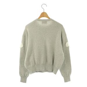 UNITED ARROWS 3D フラワーモチーフ ニット セーター 長袖 グレー /DF OS