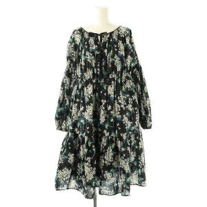 24AW リバティプリントティアードワンピース S ブラック