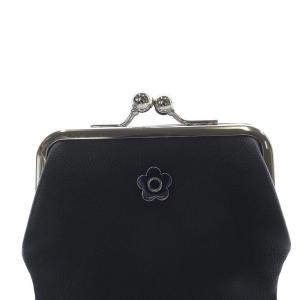 MARY QUANT がま口 二つ折り財布 レザー 黒 ブラック /SR19