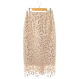 23AW リボンレースタイトスカート ロング 34 ピンクベージュ /DF OS
