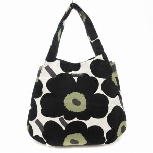 ウニッコ トートバッグ キャンバス 花がら 黒 ブラック 白 ホワイト カーキ /JS