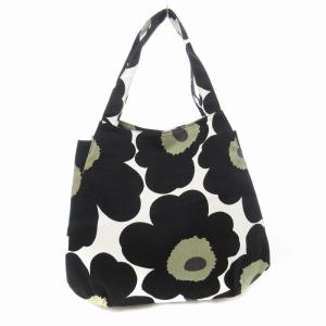 marimekko ウニッコ トートバッグ キャンバス 花がら 黒 ブラック 白 ホワイト カーキ /JS