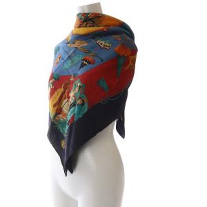 HERMES スカーフ カレ90 OMBRELLES ET PARAPLUIES 日傘と雨傘 マルチカラー /YO16