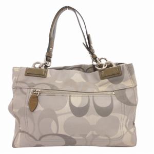 COACH F17140 シグネチャー ハンドバッグ トート 肩掛け キャンバス レザー グレー /GV