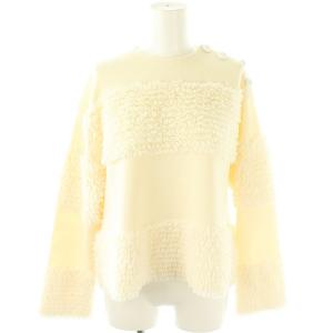 フリンジ ボーダー プルオーバーニット セーター 長袖 1 アイボリー /ES OS