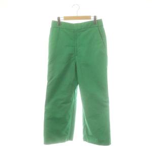 グログランワイドクロップドパンツ ジッパーフライ 40 緑 /NR OS