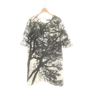 コットン 総柄 ワンピース 38 黒 白 /MI OS